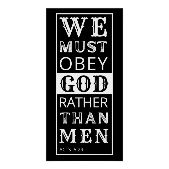 Póster debemos obedecer a Dios en lugar de a los hombres (Anverso)