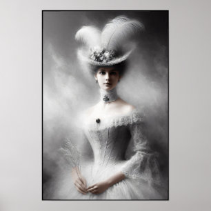 Póster Debutante victoriana en elegancia blanca