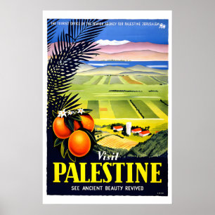 Póster Década de 1940 Visite Palestina Israel Belleza Ant