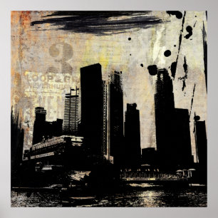 Póster decaimiento urbano del paisaje urbano