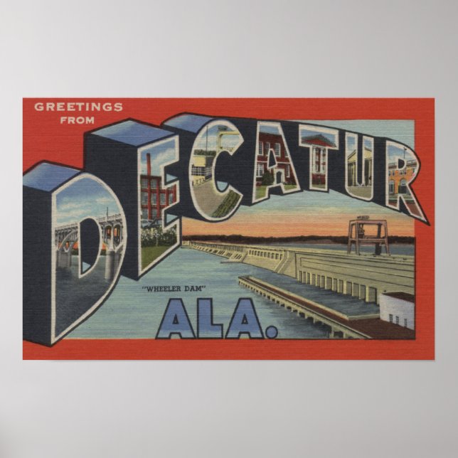 Póster Decatur, Alabama - Escenas de letras grandes (Frente)