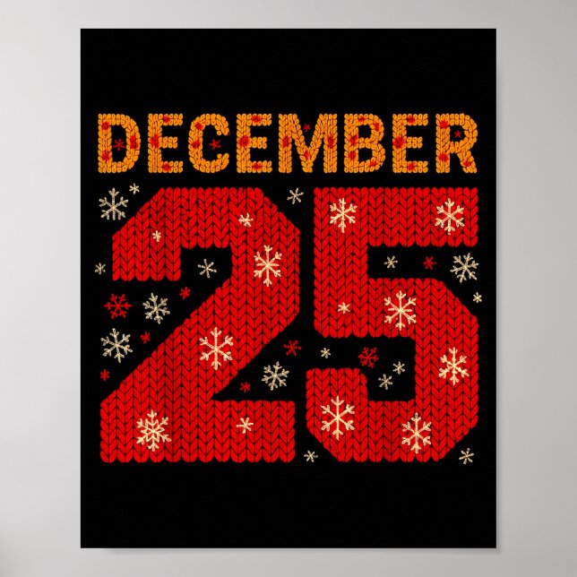 Póster December 25 Knit Style Christmas Day Snowflake  (Frente)