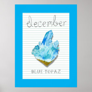 Póster December Birthstone Blue Topaz Artwork Poster