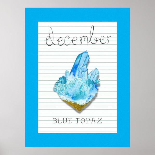 Póster December Birthstone Blue Topaz Artwork Poster (Frente)