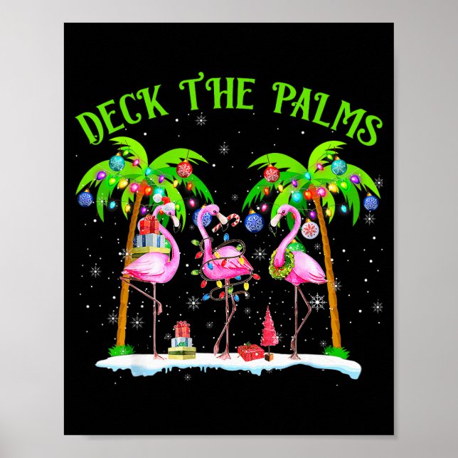 Póster Deck The Palms Flamingo Trocal Christmas Lights Pa (Frente)