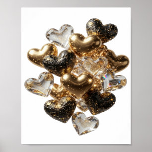 Póster Declaración Corazones de plata de ORO Y VIDRIO