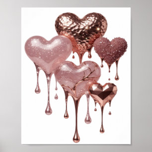 Póster Declaración Corazones de ROSE GOLD plata
