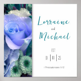 Póster Declaración de amor Rosa Poster Verde azulado