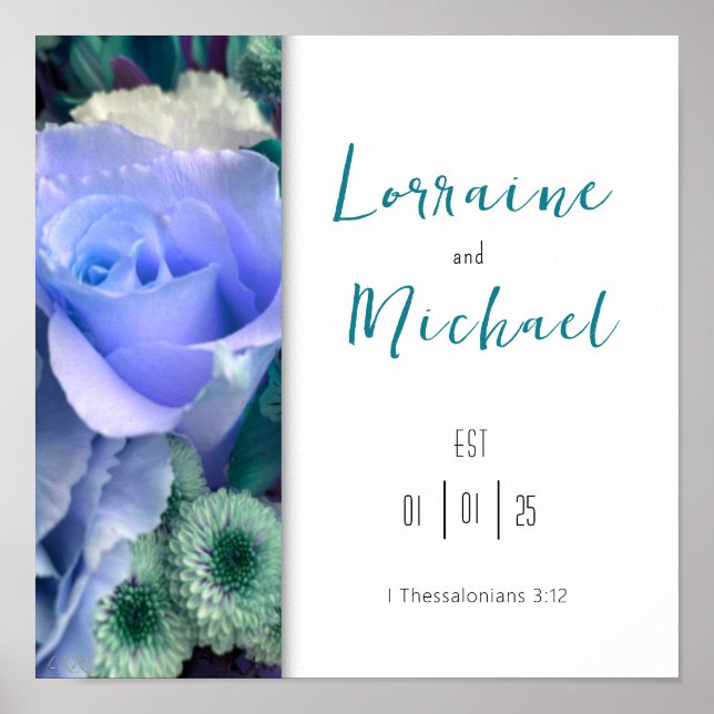 Póster Declaración de amor Rosa Poster Verde azulado (Frente)