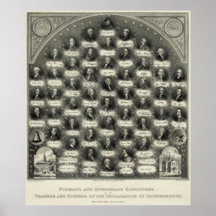 Póster Declaración de firmas de retratos de independencia