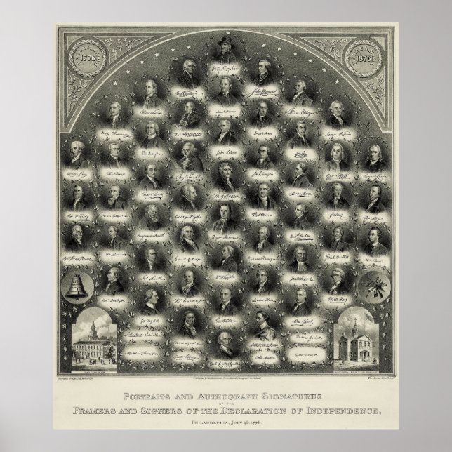 Póster Declaración de firmas de retratos de independencia (Frente)