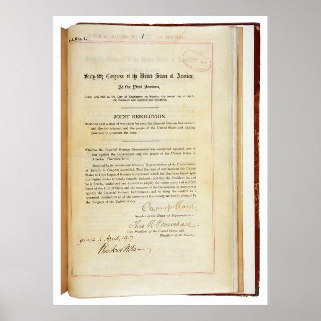 Póster Declaración de guerra contra Alemania 5 de abril d (Frente)