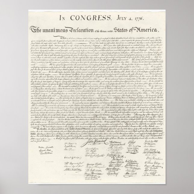 Póster Declaración de Independencia América 4 de julio (Frente)