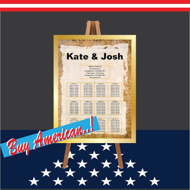 Póster Declaración de independencia 📜 carta de asientos  (Celebrate America's legacy with this iconic historical Wedding seating chart .)