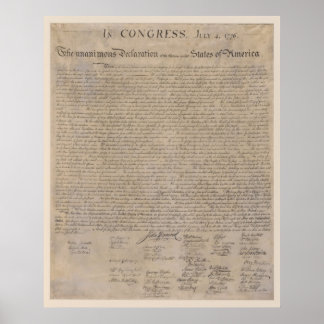 Póster Declaración de Independencia de Estados Unidos