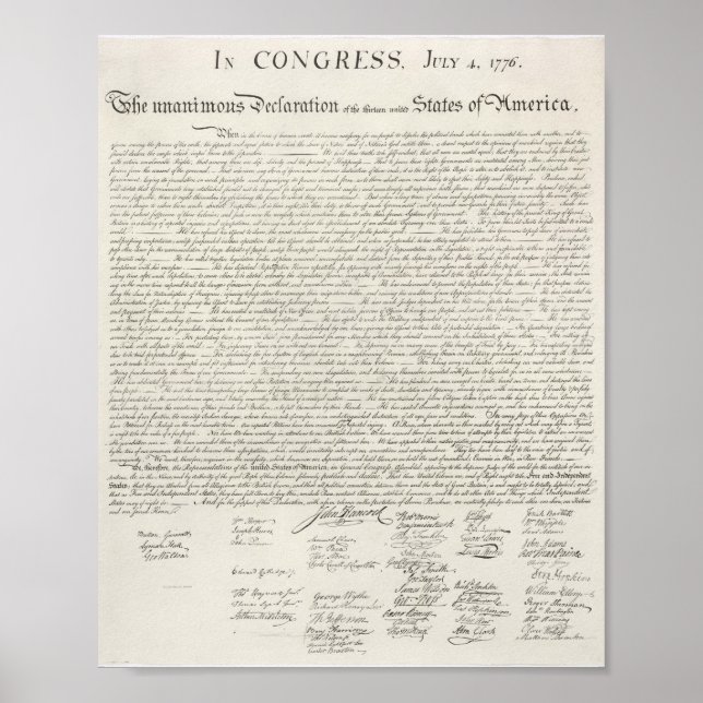Póster Declaración 📜 de Independencia de los Estados Uni (Frente)
