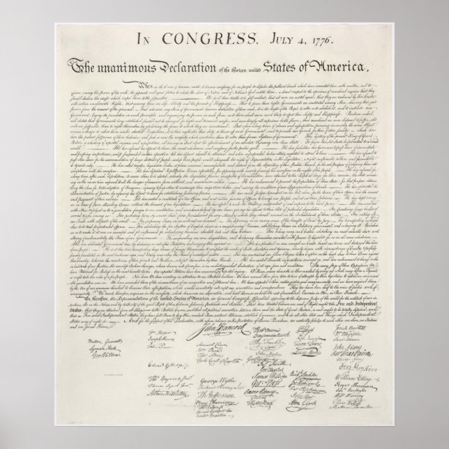 Póster Declaración de Independencia de los Estados Unidos (Frente)