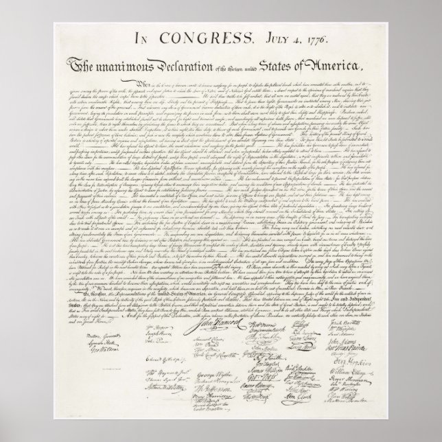 Póster Declaración de Independencia de los Estados Unidos (Frente)