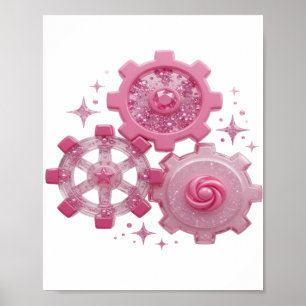 Póster Declaración Diseño GEARS AND STARS de Plata