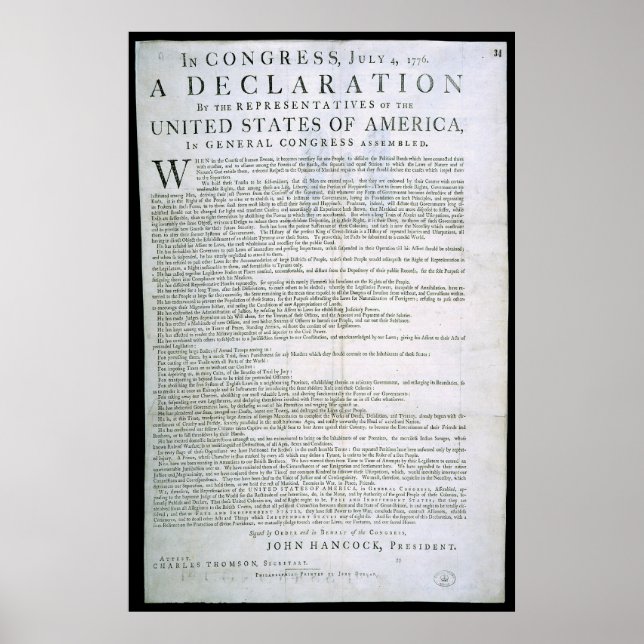 Póster Declaration of Independence by Dunlap (Frente)