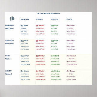 Póster Declinación - Nomen (N-A-D-G/m-f-n-pl)
