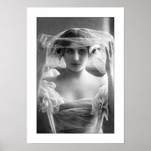 Póster deco bride velo blanco y negro
