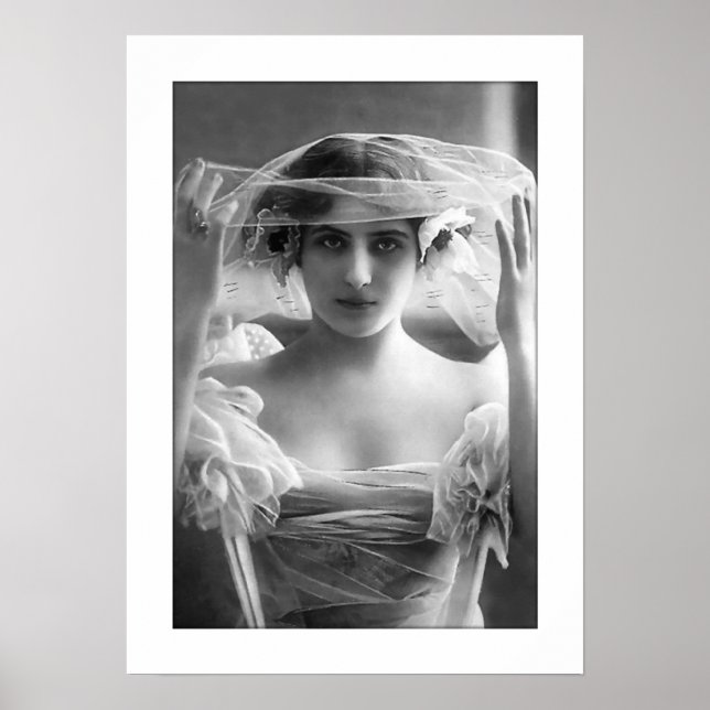 Póster deco bride velo blanco y negro (Frente)