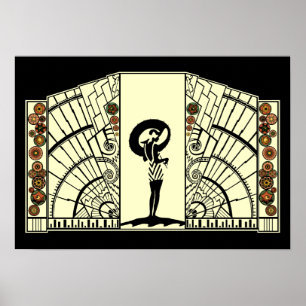 Póster Deco costero - Amarillo y Naranja