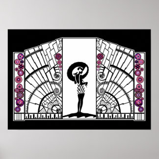 Póster Deco costero en blanco y rosa
