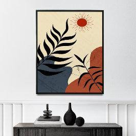 Póster Deco de sol de pared moderno de mediados de siglo,