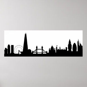 Póster deco del horizonte de Londres