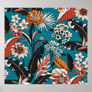 Póster Deco floral artístico: patrón de infiltración sin 