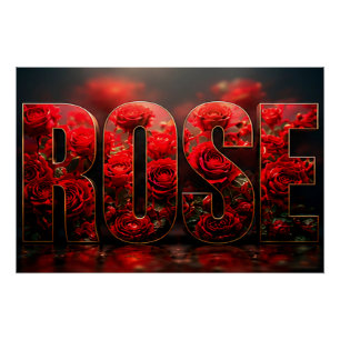Póster Deco Floral Botánico de Lujo de Rosa