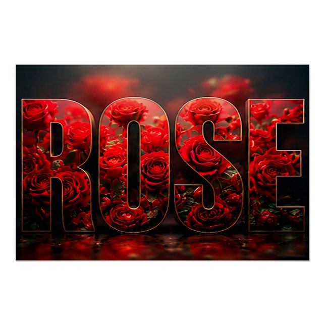 Póster Deco Floral Botánico de Lujo de Rosa (Anverso)