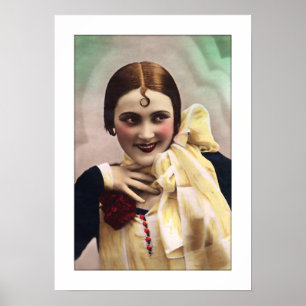 Póster deco lady divertida, coqueta, colorida