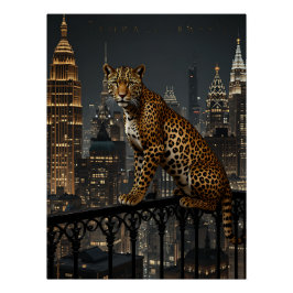 Póster Deco Leopard: Art Deco Elegance