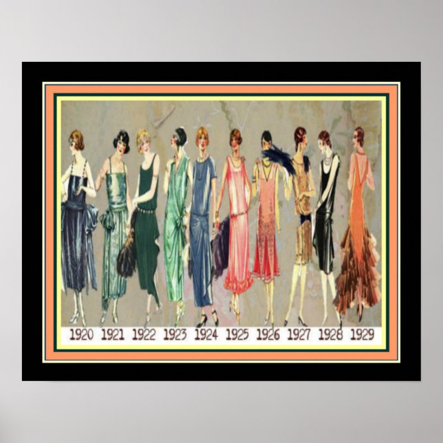 Póster Deco Roaring Twenties Moda Timeline 16 x20 (Frente)