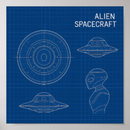 Póster Decode lo desconocido - Alien Spaceship Blueprint