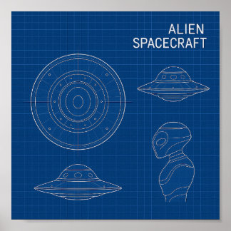 Póster Decode lo desconocido - Alien Spaceship Blueprint 