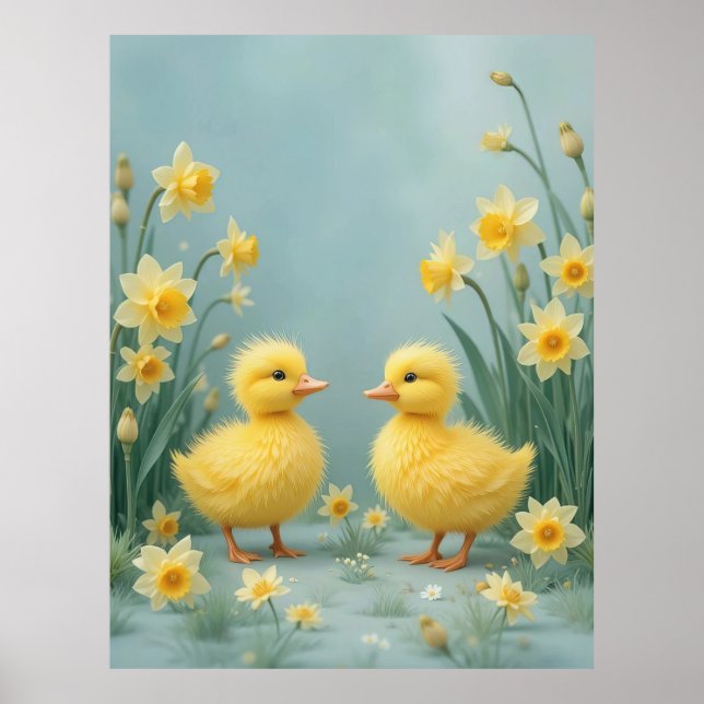 Póster Decor de guardería serena de patitos de primavera (Frente)