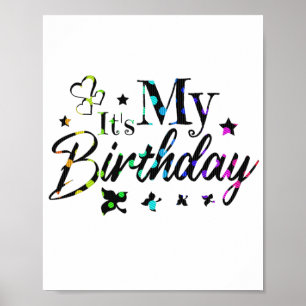 Póster decor it's my birthday with rainbow circles text