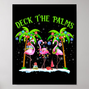 Póster Decora Las Palmeras Luces De Navidad Flamingo Troc