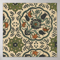 Decorative Floral Persian Tile Design