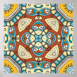 Póster Decorative hand drawn seamless pattern. Colorful a