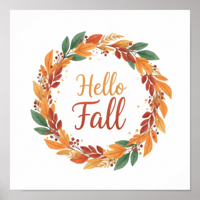 Póster decorativo con Hola Otoño (Frente)