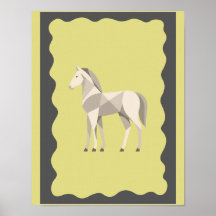 Póster decorativo de caballo crema gris