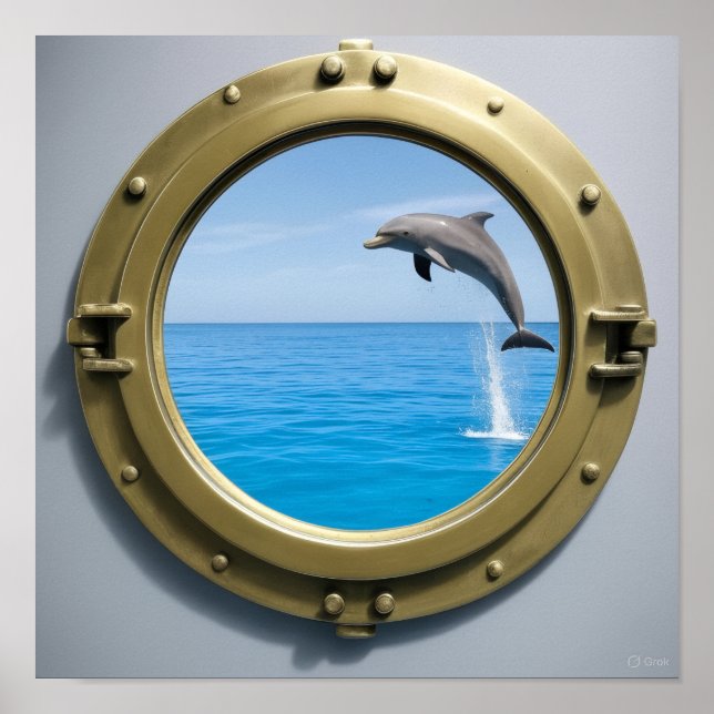 Póster decorativo de delfín para camarote de cruce (Frente)