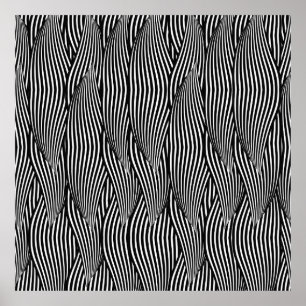 Póster Decorativo ornamental de ondas de patrón sin costu