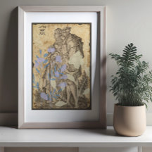 Póster decoupage de pareja medieval vintage