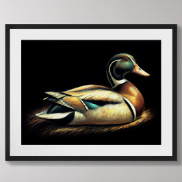 Póster Decoy pack mallard de dibujo pastel